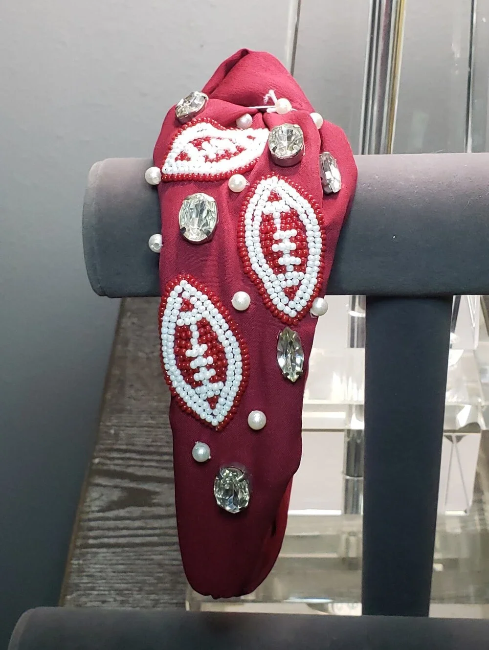Maroon & White Football Headband